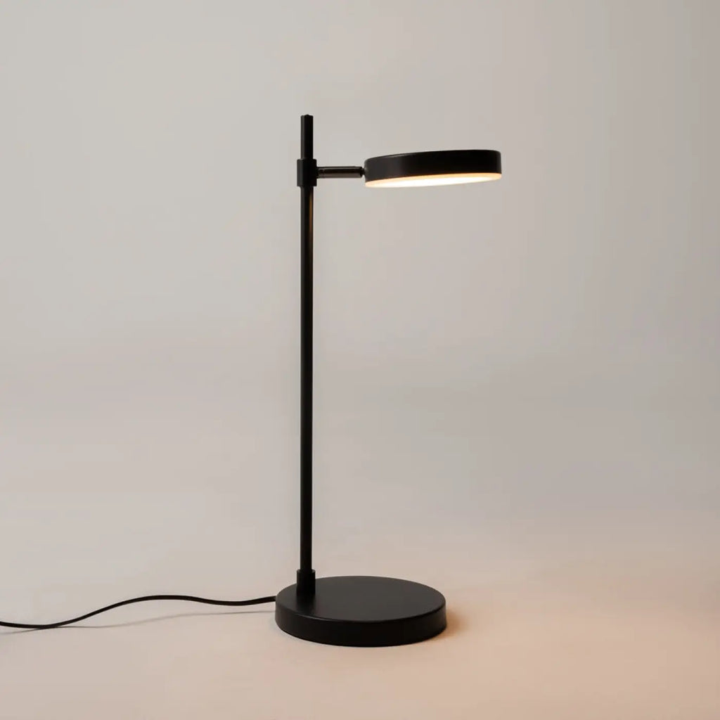 Lampe à poser LED à tête ronde orientable, métal noir mat