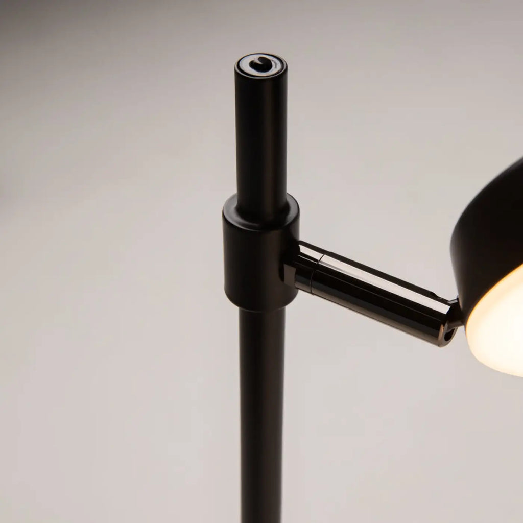 Lampe à poser LED à tête ronde orientable, métal noir mat