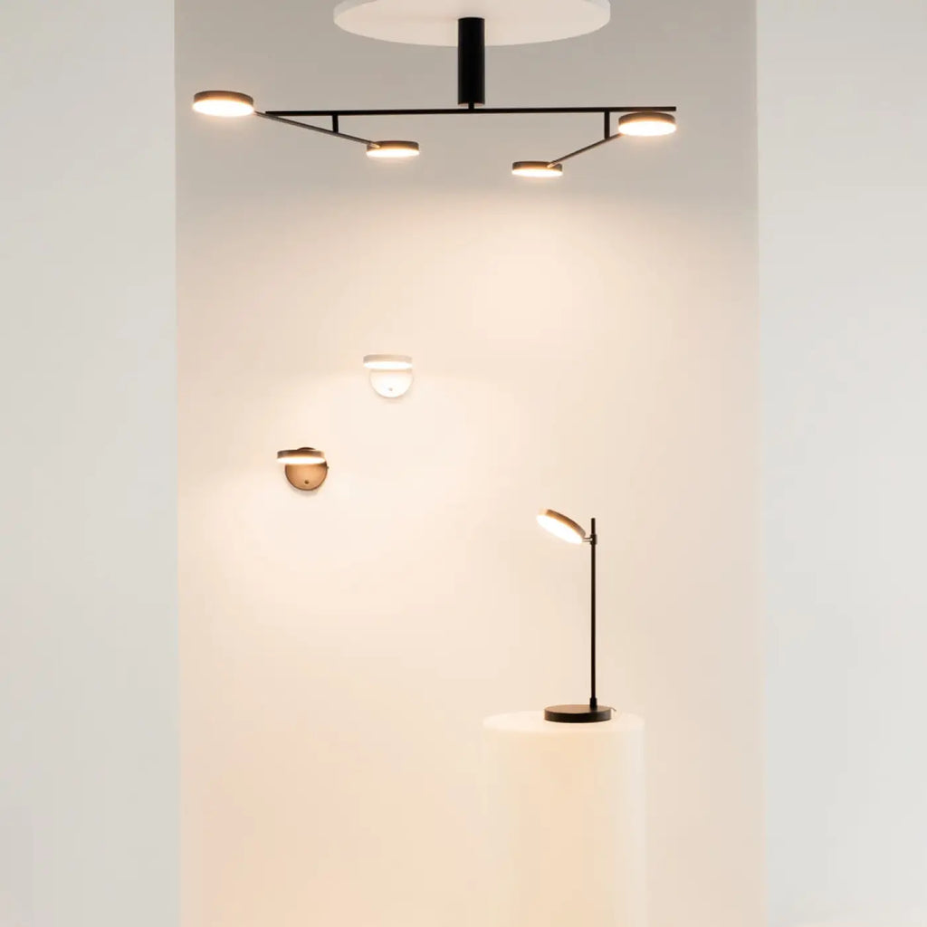Lampe à poser LED à tête ronde orientable, métal noir mat