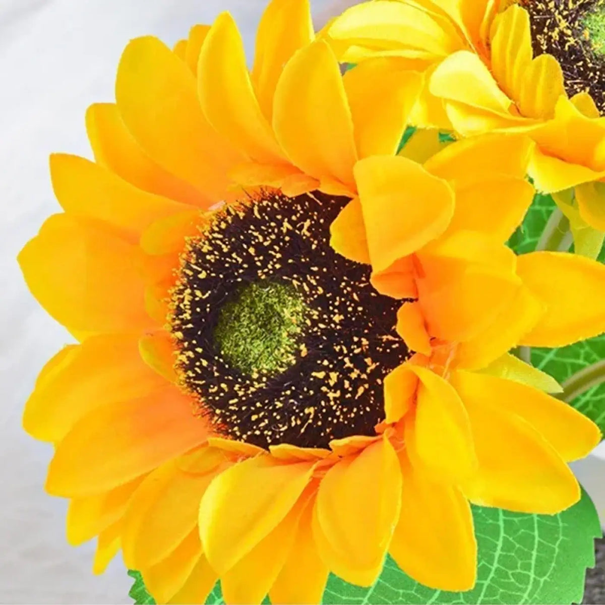 Lampe à poser tournesol, fleur en textile et plastique