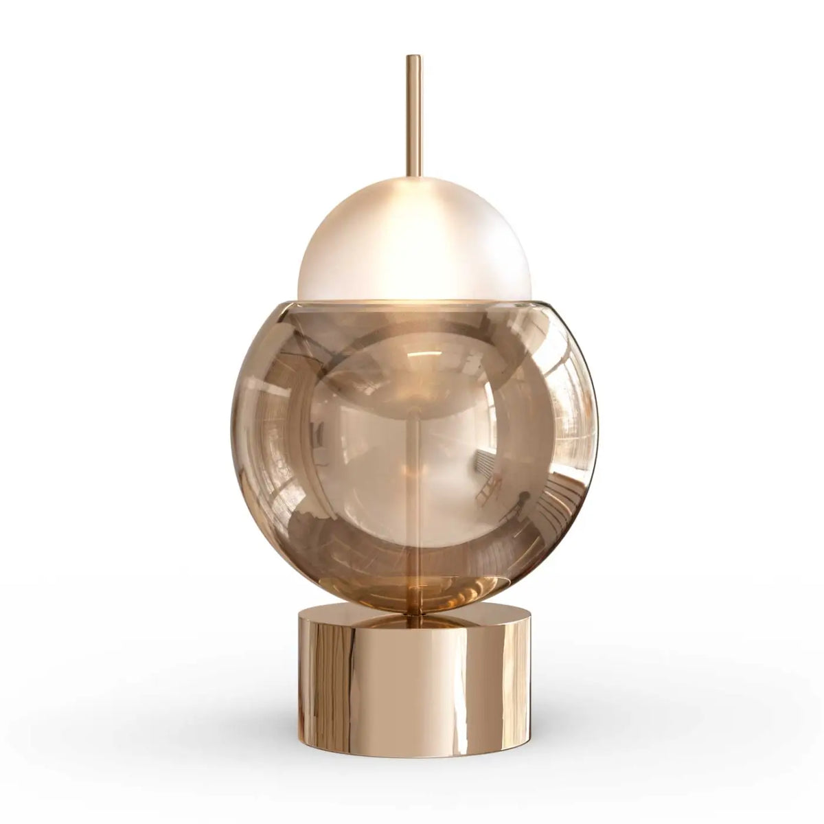 Lampe à poser en verre, sphère dans la sphère, 54,7 cm, doré