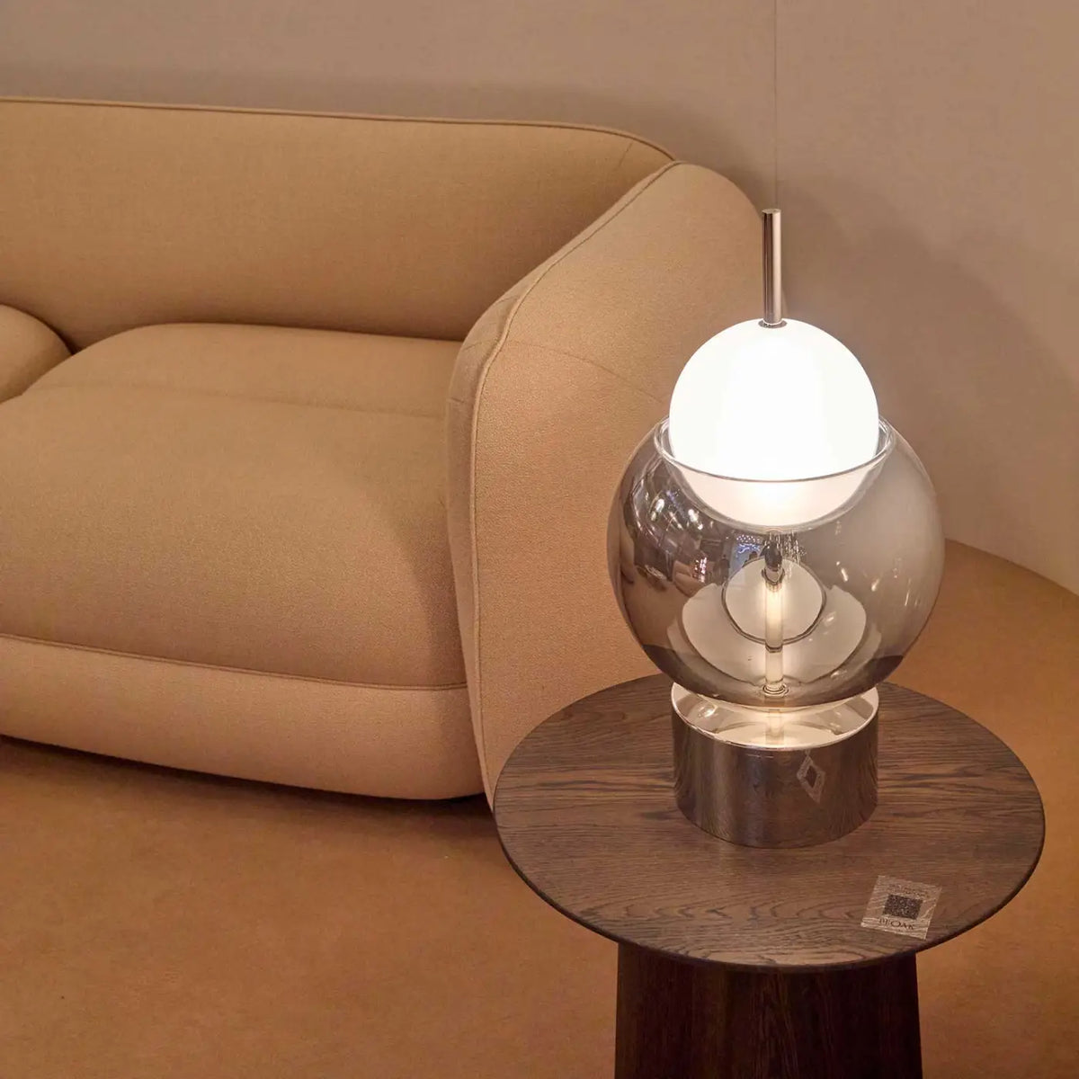 Lampe à poser en verre, sphère dans la sphère, 54,7 cm