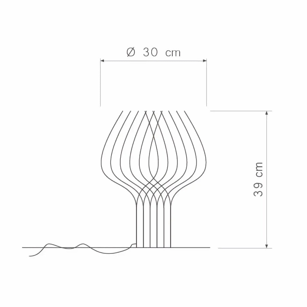 Lampe à poser florale en bois ajouré de bouleau, 39 cm de haut