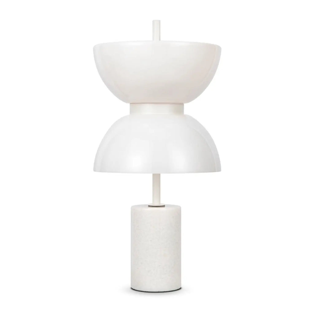 Lampe à poser LED globe opalin sur socle en marbre, 46 cm