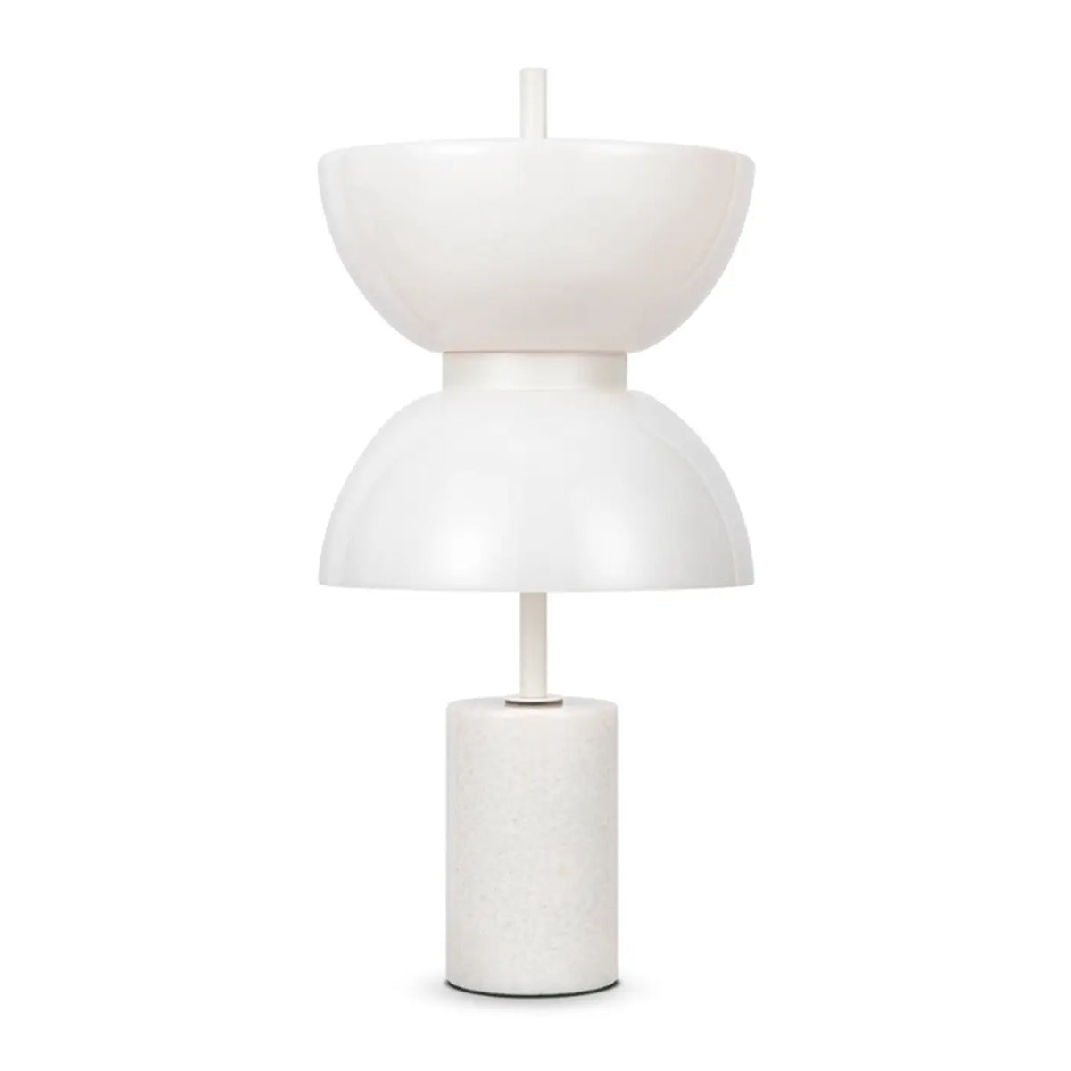 Lampe à poser LED globe opalin sur socle en marbre, 46 cm