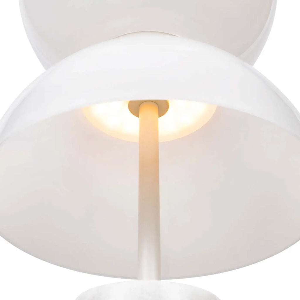 Lampe à poser LED globe opalin sur socle en marbre, 46 cm