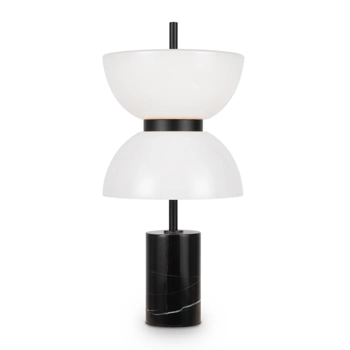 Lampe à poser LED globe opalin sur socle en marbre, 46 cm