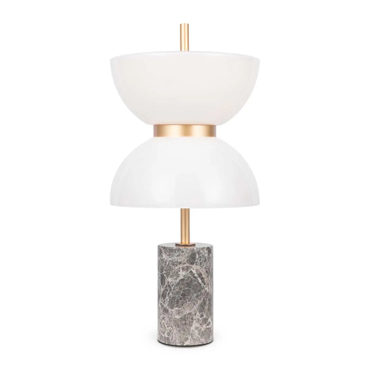 Lampe à poser LED globe opalin sur socle en marbre, 46 cm