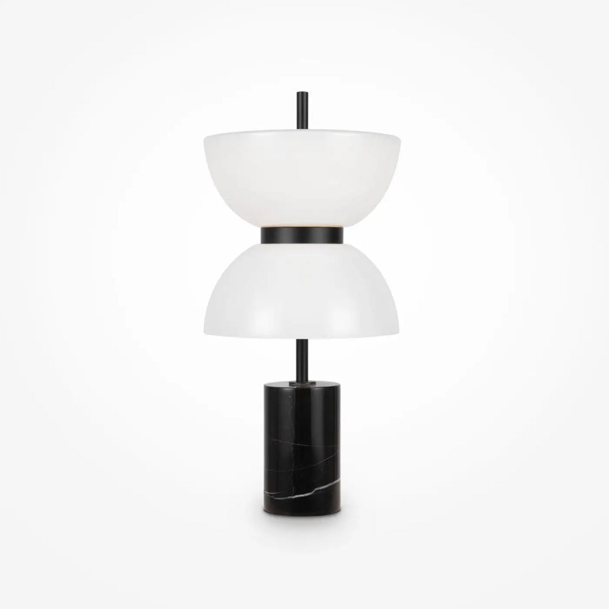 Lampe à poser LED globe opalin sur socle en marbre, 46 cm, noir