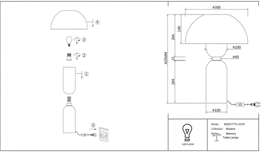 Lampe de chevet pied en céramique et abat-jour en tissu, 43 cm