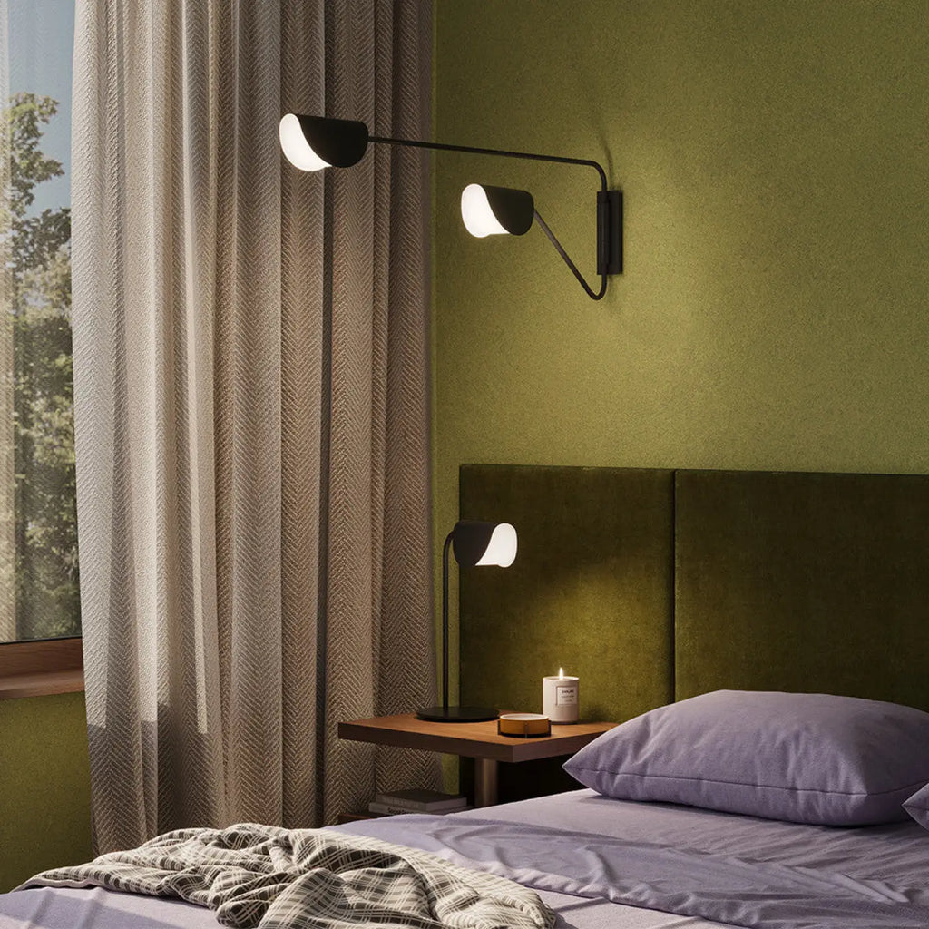 Lampe de chevet feuille d'acier noir, 43,5 cm, culot G9