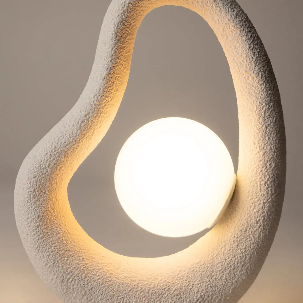 Lampe à poser organique en polyrésine et verre, gris ou blanc