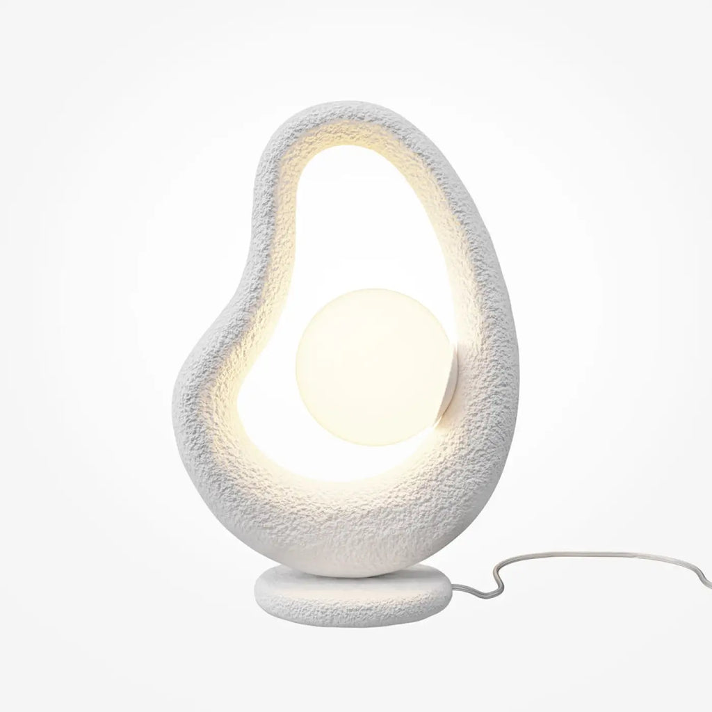 Lampe à poser organique en polyrésine et verre, gris ou blanc