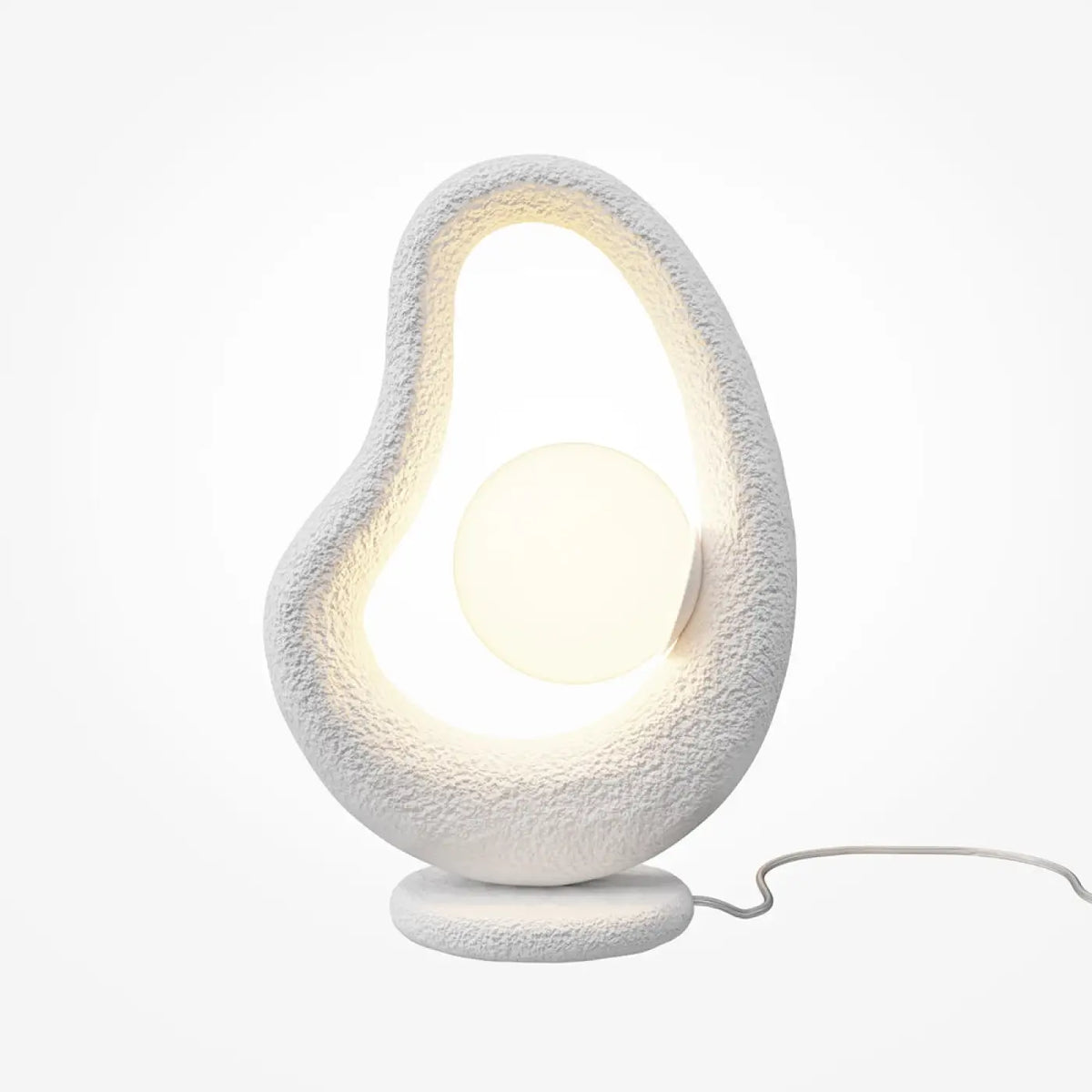 Lampe à poser organique en polyrésine et verre, gris ou blanc