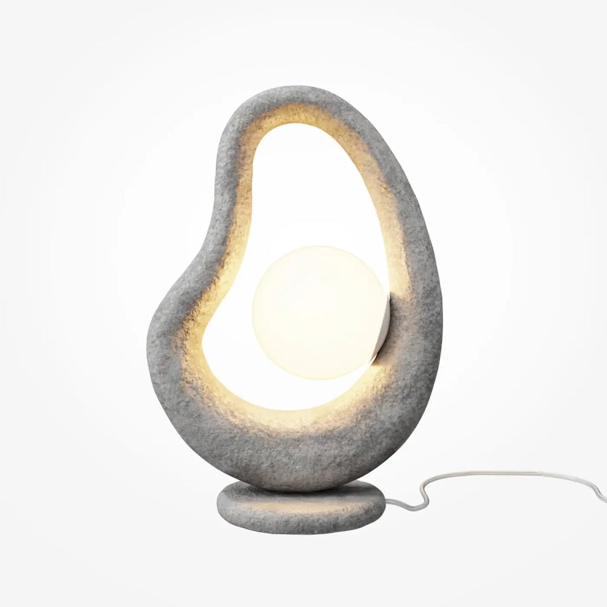 Lampe à poser organique en polyrésine et verre, gris ou blanc