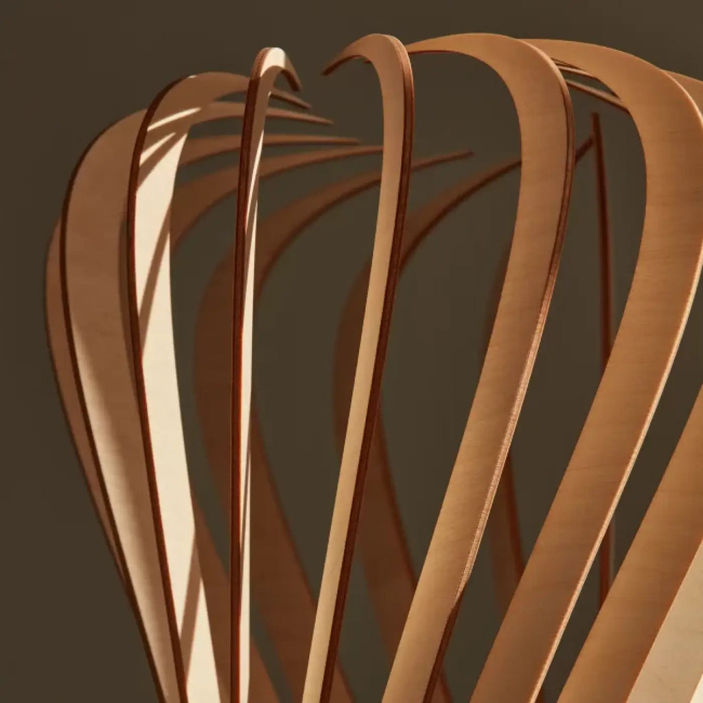 Lampe à poser étroite en bois de bouleau, 53 cm de haut
