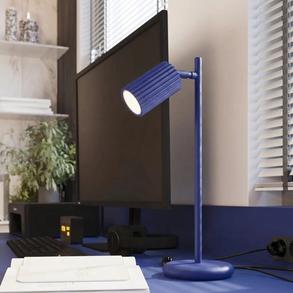 Lampe à poser à spot orientable en aluminium nervuré, 43 cm