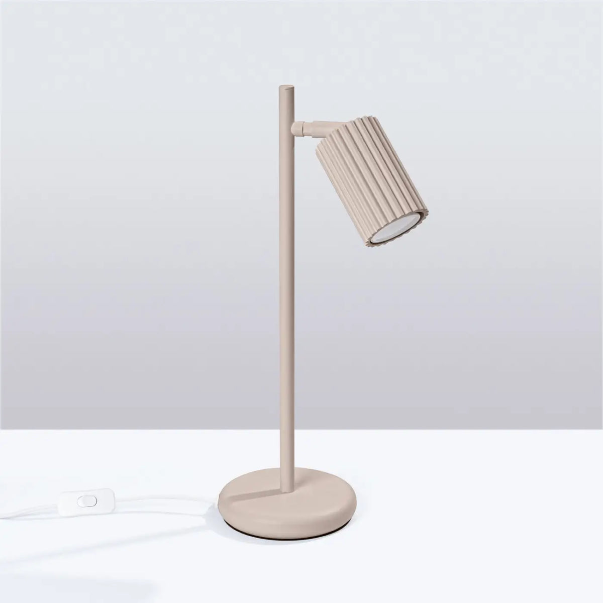 Lampe à poser à spot orientable en aluminium nervuré, 43 cm, taupe
