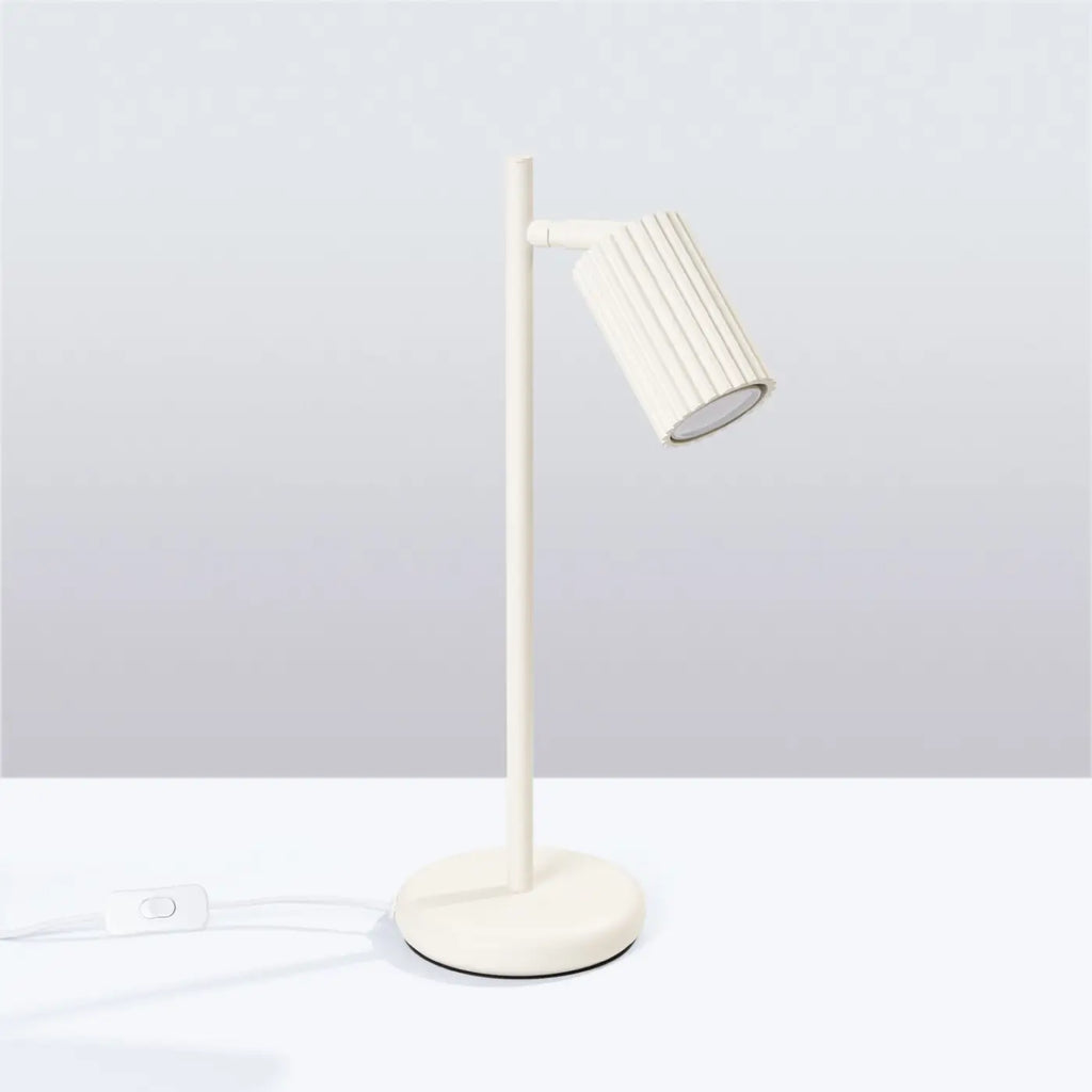 Lampe à poser à spot orientable en aluminium nervuré, 43 cm, beige