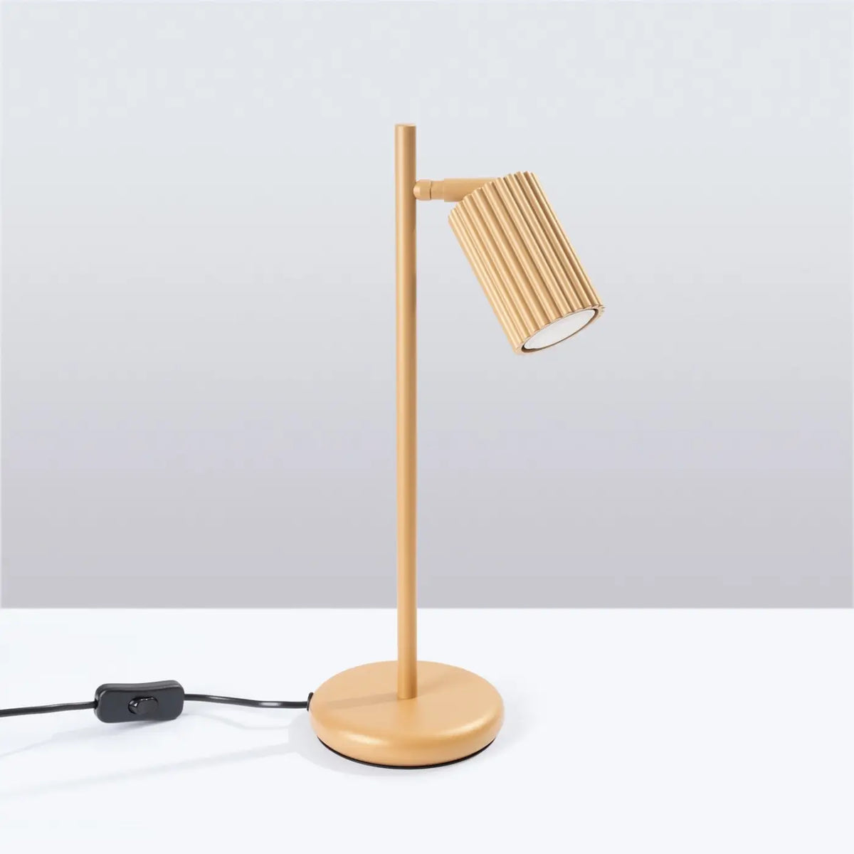 Lampe à poser à spot orientable en aluminium nervuré, 43 cm, doré