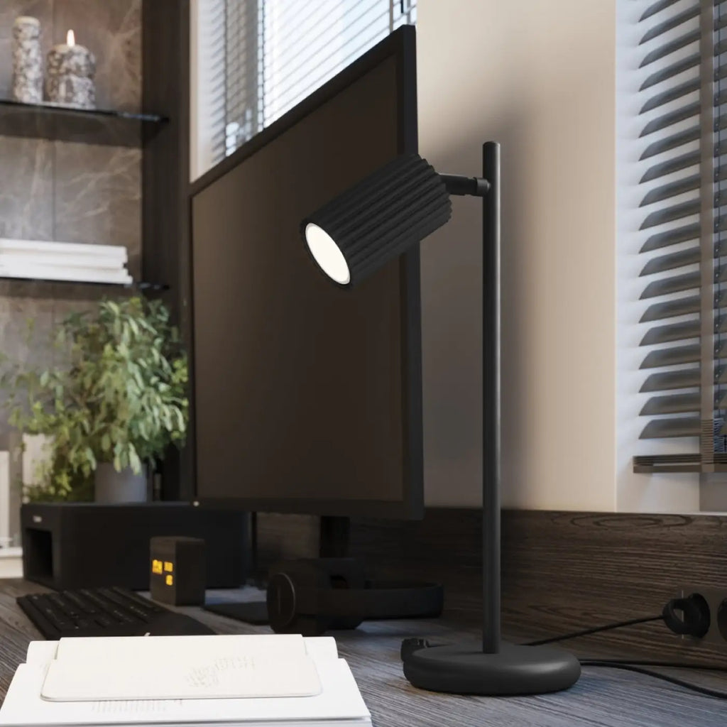 Lampe à poser à spot orientable en aluminium nervuré, 43 cm