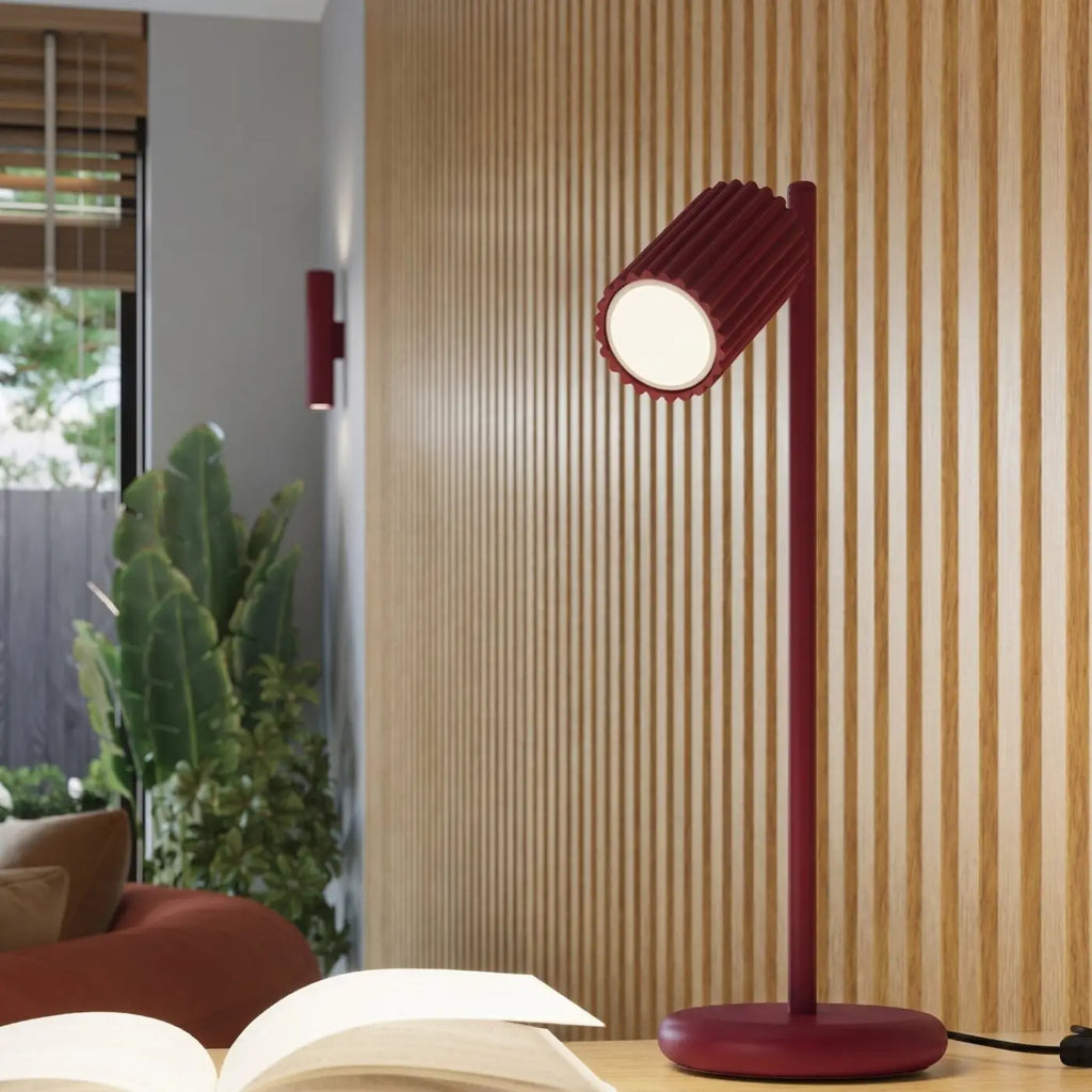 Lampe à poser à spot orientable en aluminium nervuré, 43 cm