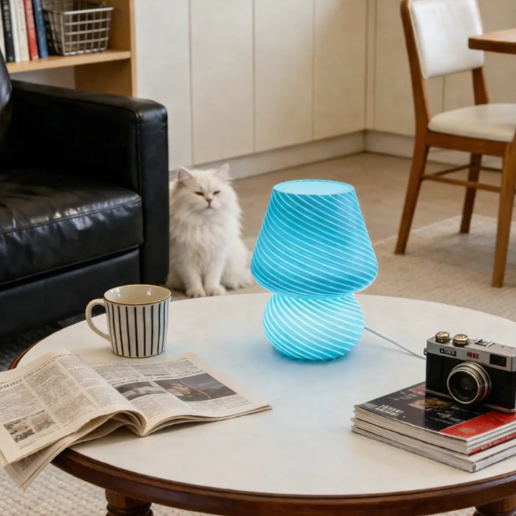 Lampe de chevet raffinée, bleue ou rose