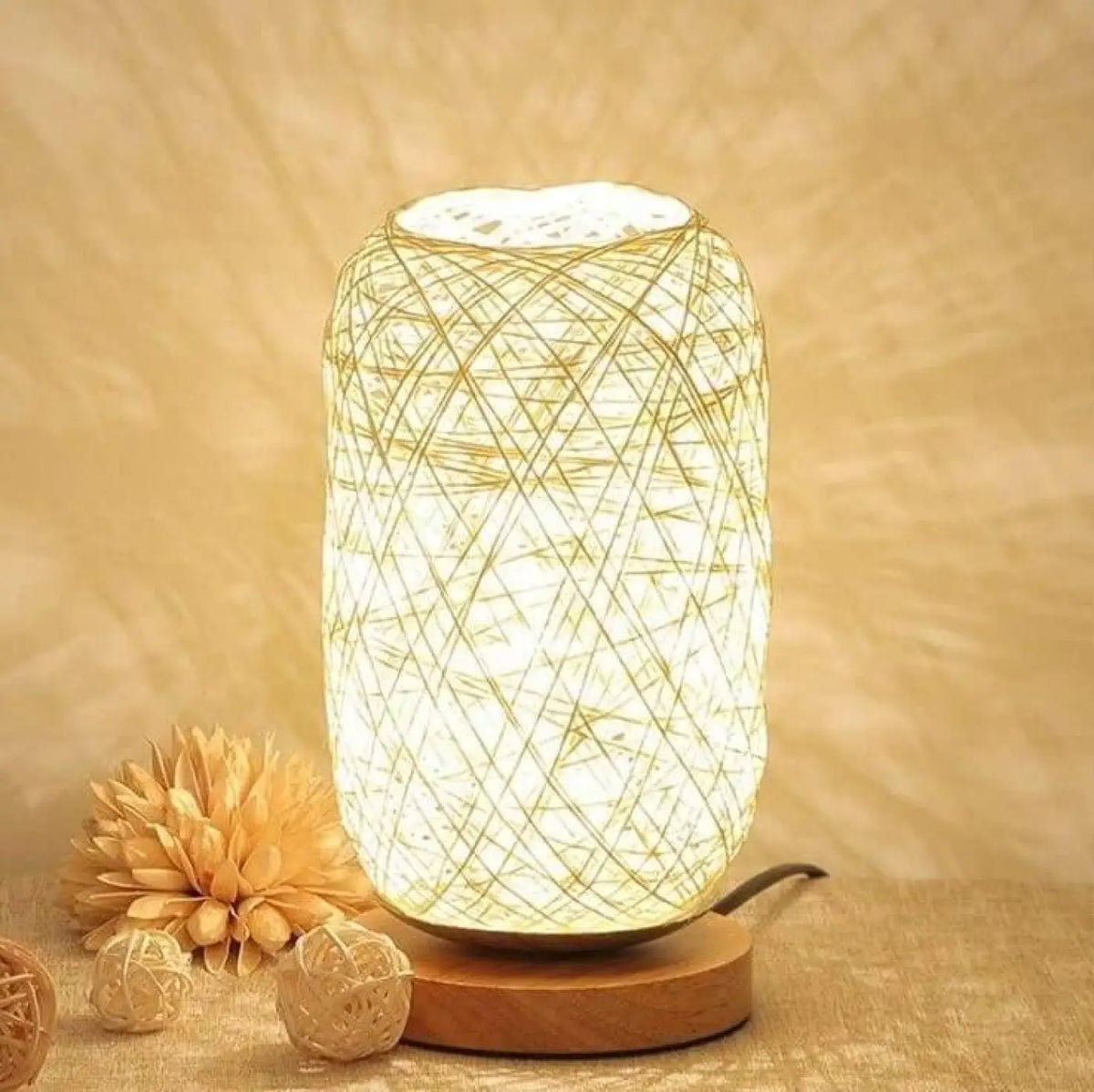 Lampe à poser en rotin tressé, noire ou blanche, blanc