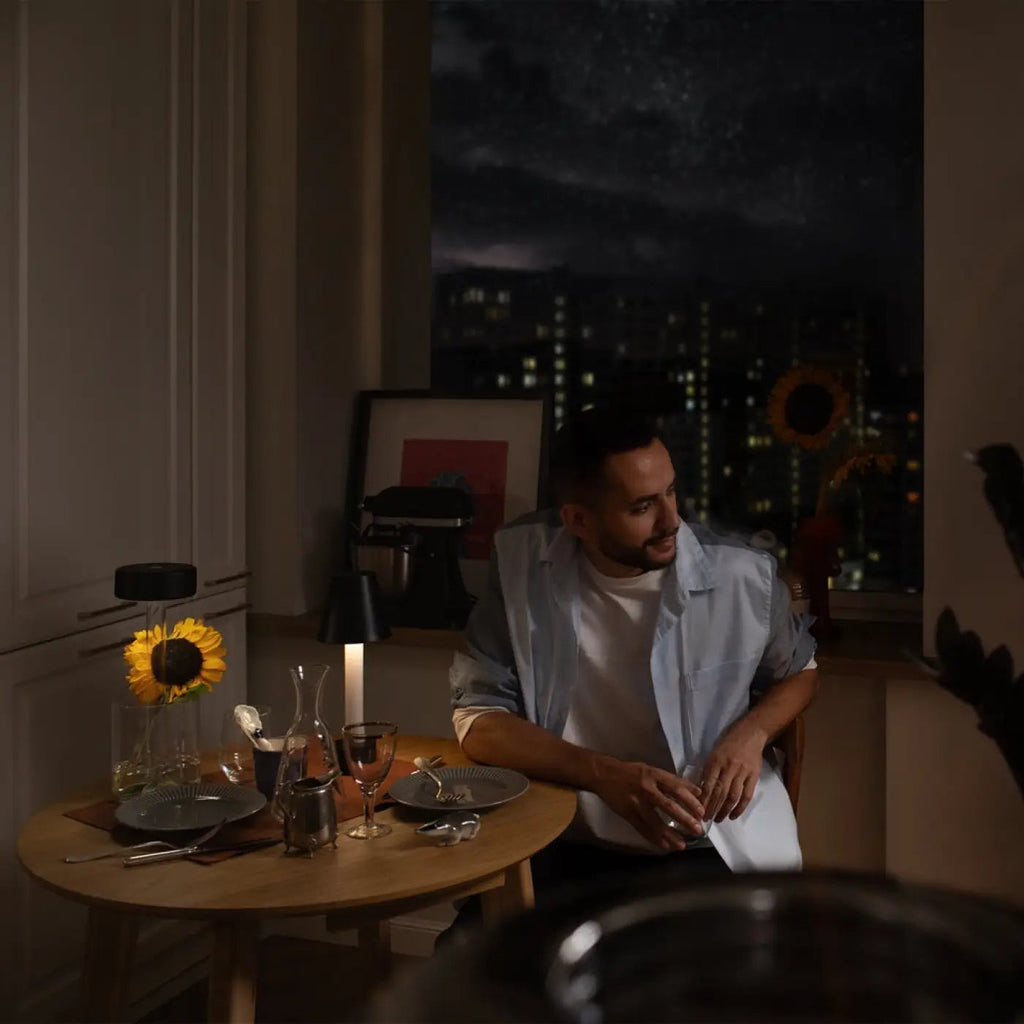Lampe sans fil rechargeable avec vase en verre, 34,8 cm