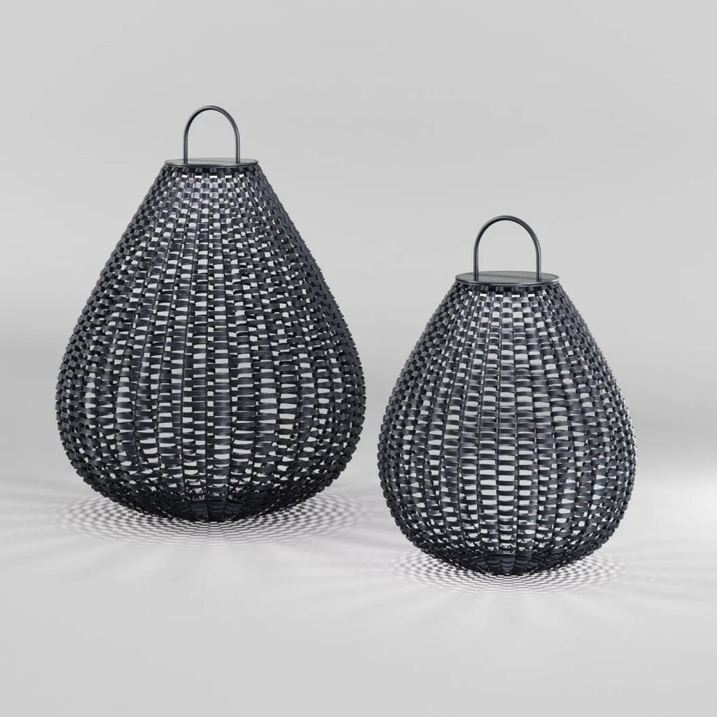 Lanterne solaire extérieure LED en acier noir, petit ou grand