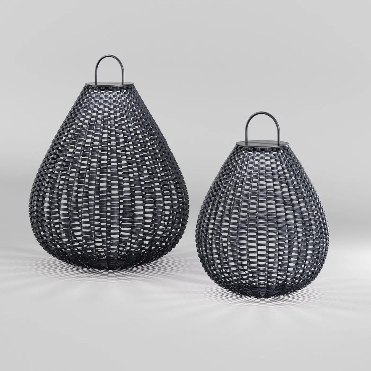 Lanterne solaire extérieure LED en acier noir, petit ou grand