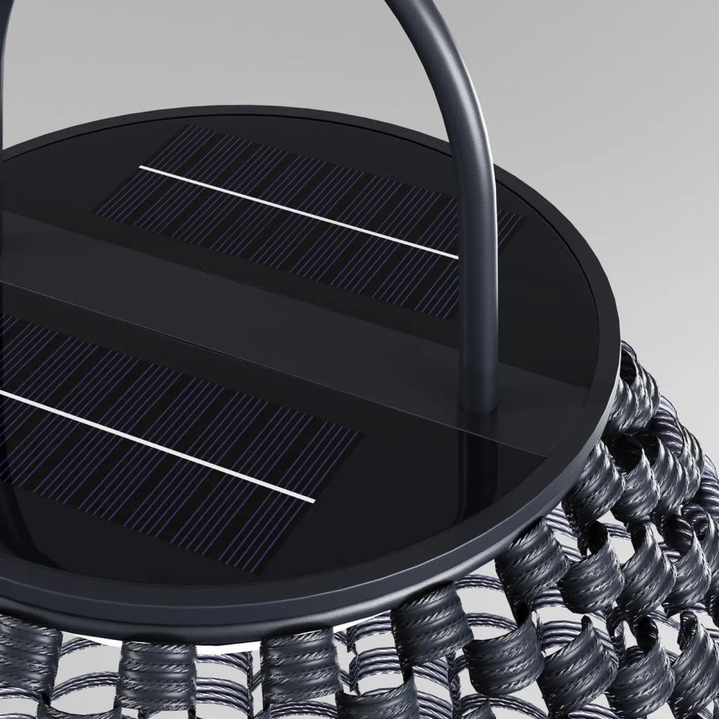 Lanterne solaire extérieure LED en acier noir, petit ou grand