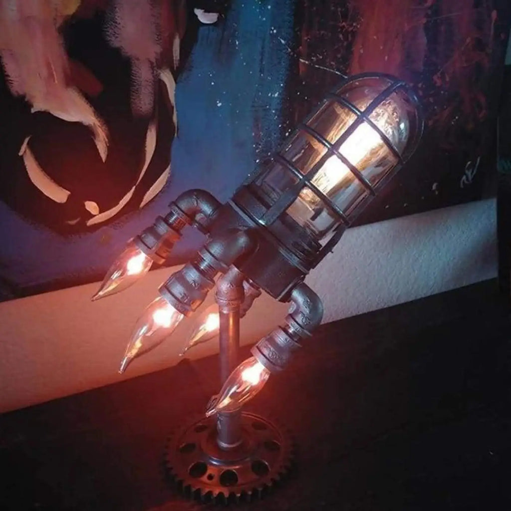 Lampe de chevet steampunk au style industriel