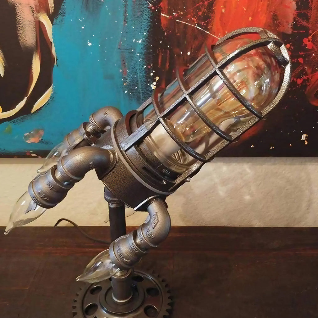 Lampe de chevet steampunk au style industriel