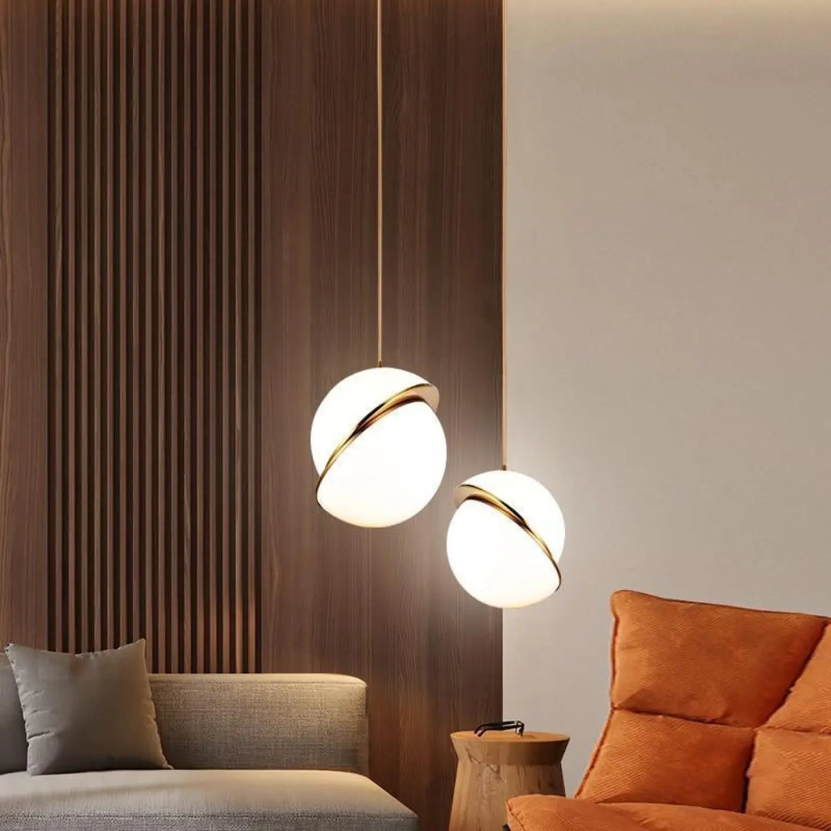 Lampe suspendue boule, taille S ou M