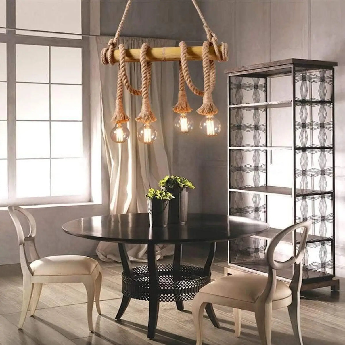 Suspension en corde au style rustique