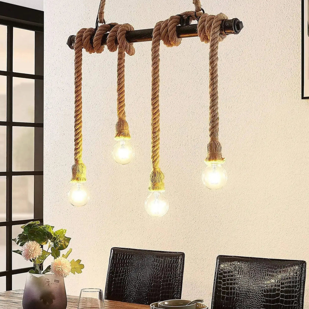 Suspension en corde au style rustique