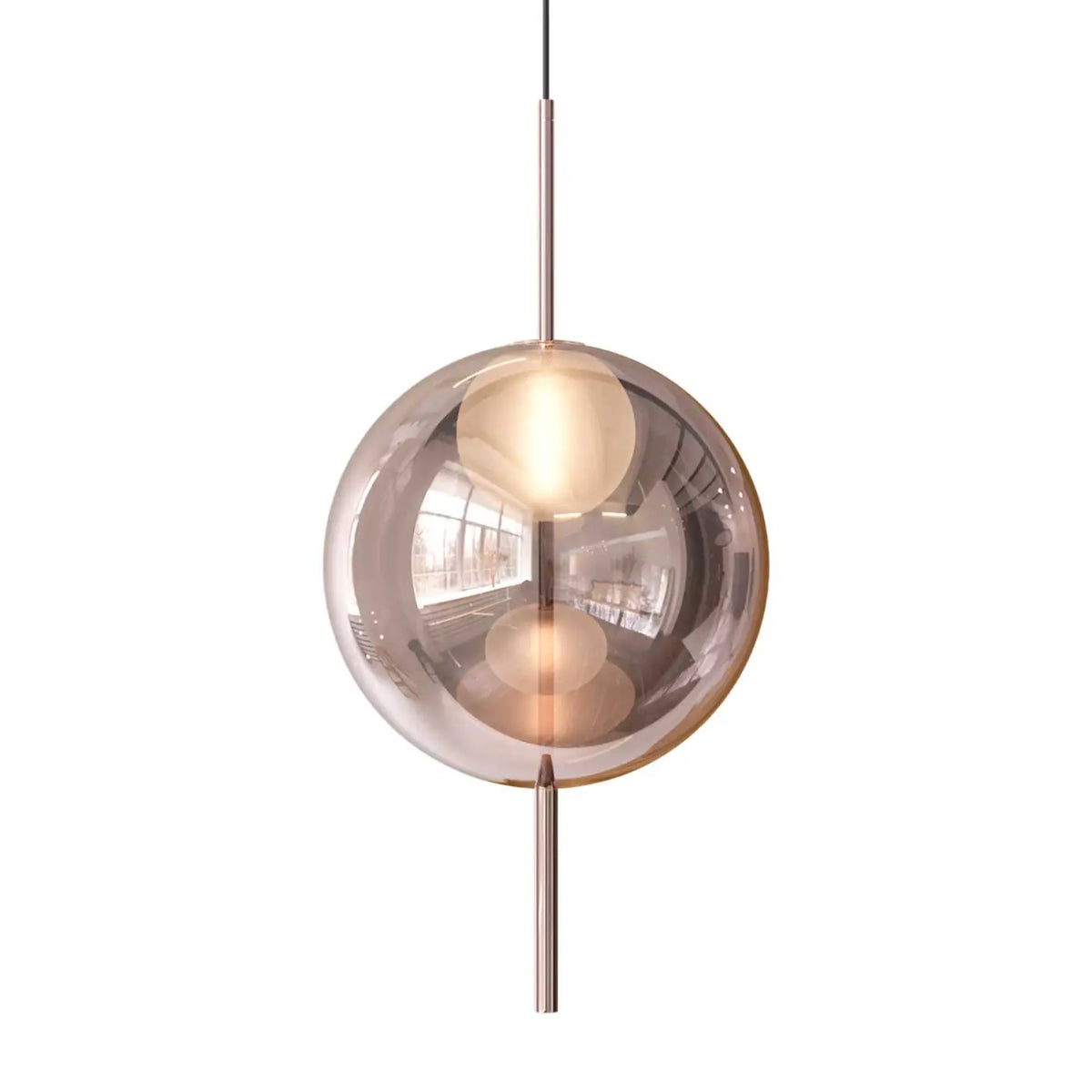 Lampe suspendue sphère de verre 45 cm, six modèles, LED 5 W, rose