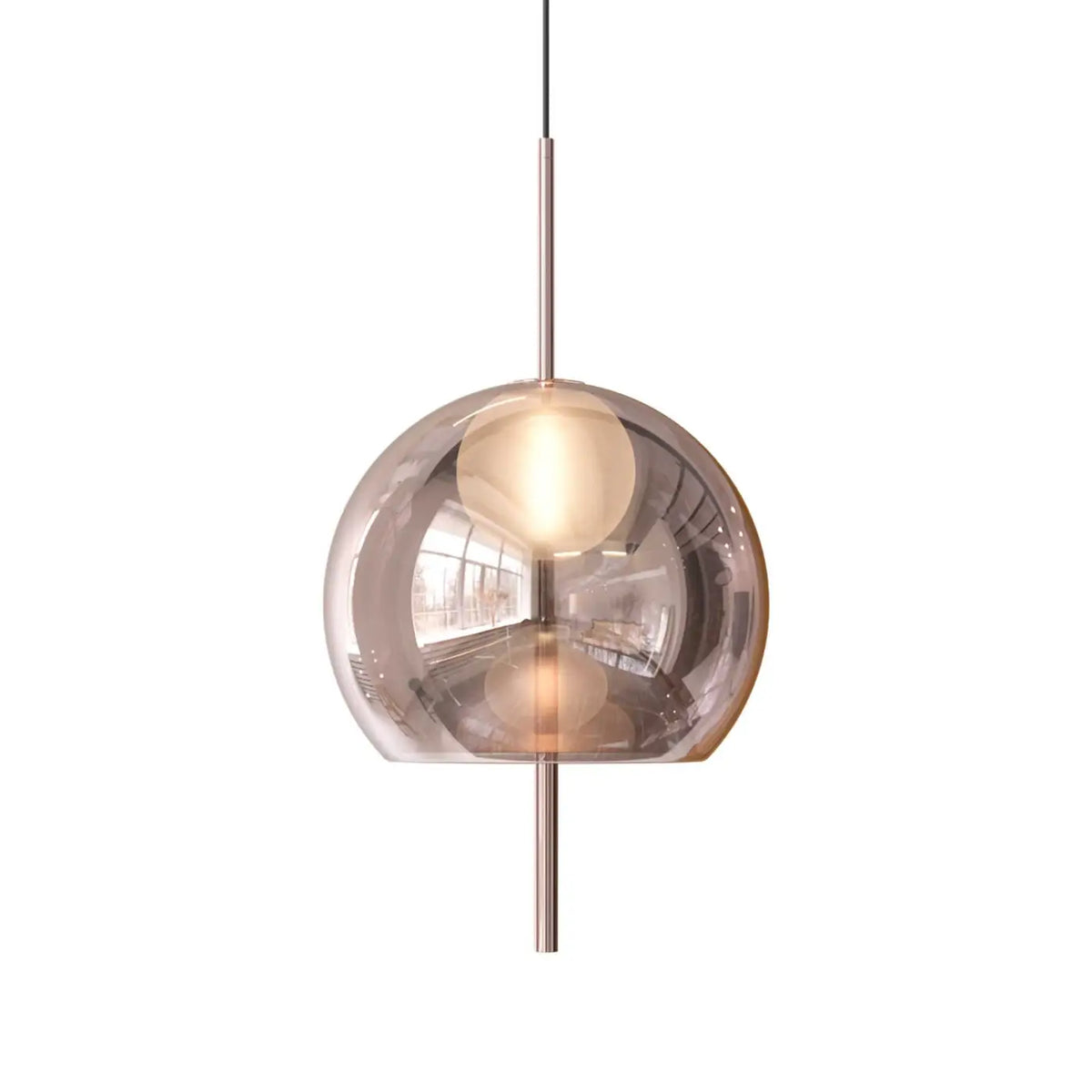 Lampe suspendue sphère de verre 45 cm, six modèles, LED 5 W, rose