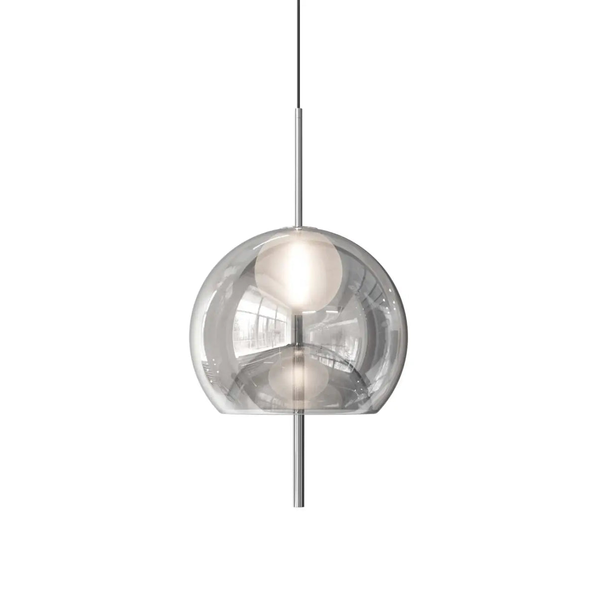 Lampe suspendue sphère de verre 45 cm, six modèles, LED 5 W, argenté