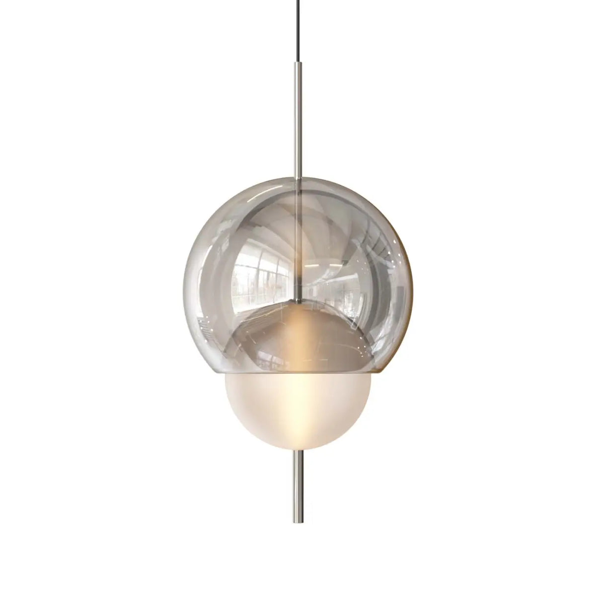 Lampe suspendue sphère de verre 45 cm, six modèles, LED 5 W, argenté