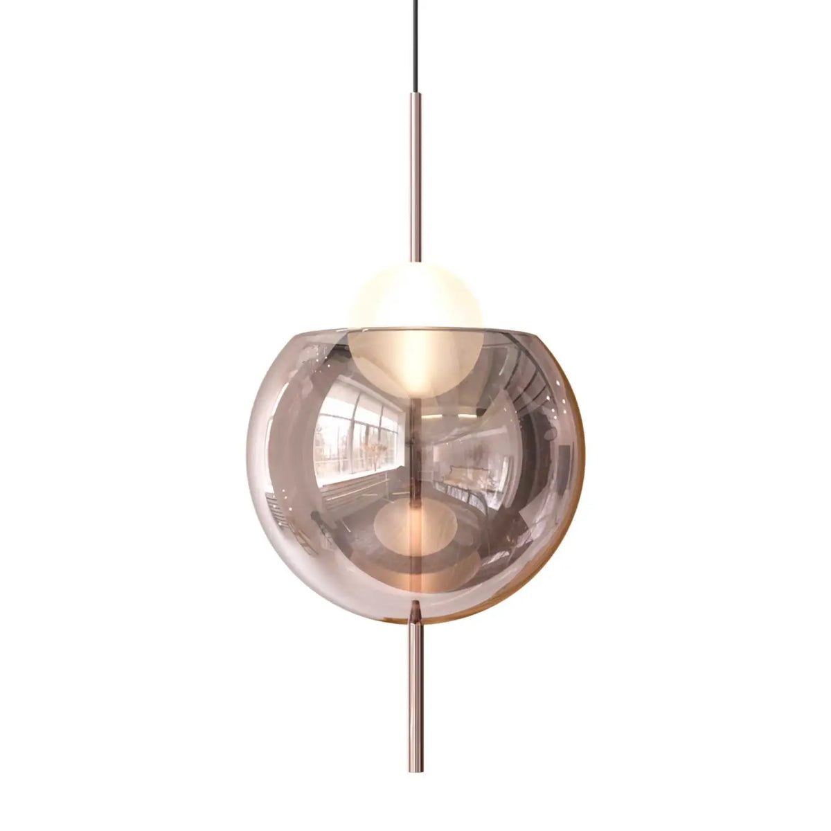 Lampe suspendue sphère de verre 45 cm, six modèles, LED 5 W, rose