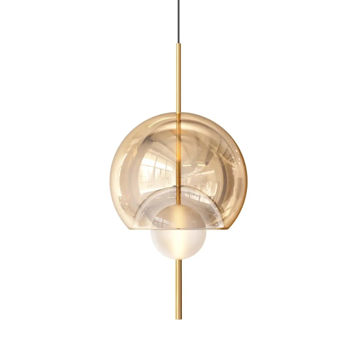 Lampe suspendue sphère de verre 45 cm, six modèles, LED 5 W, doré