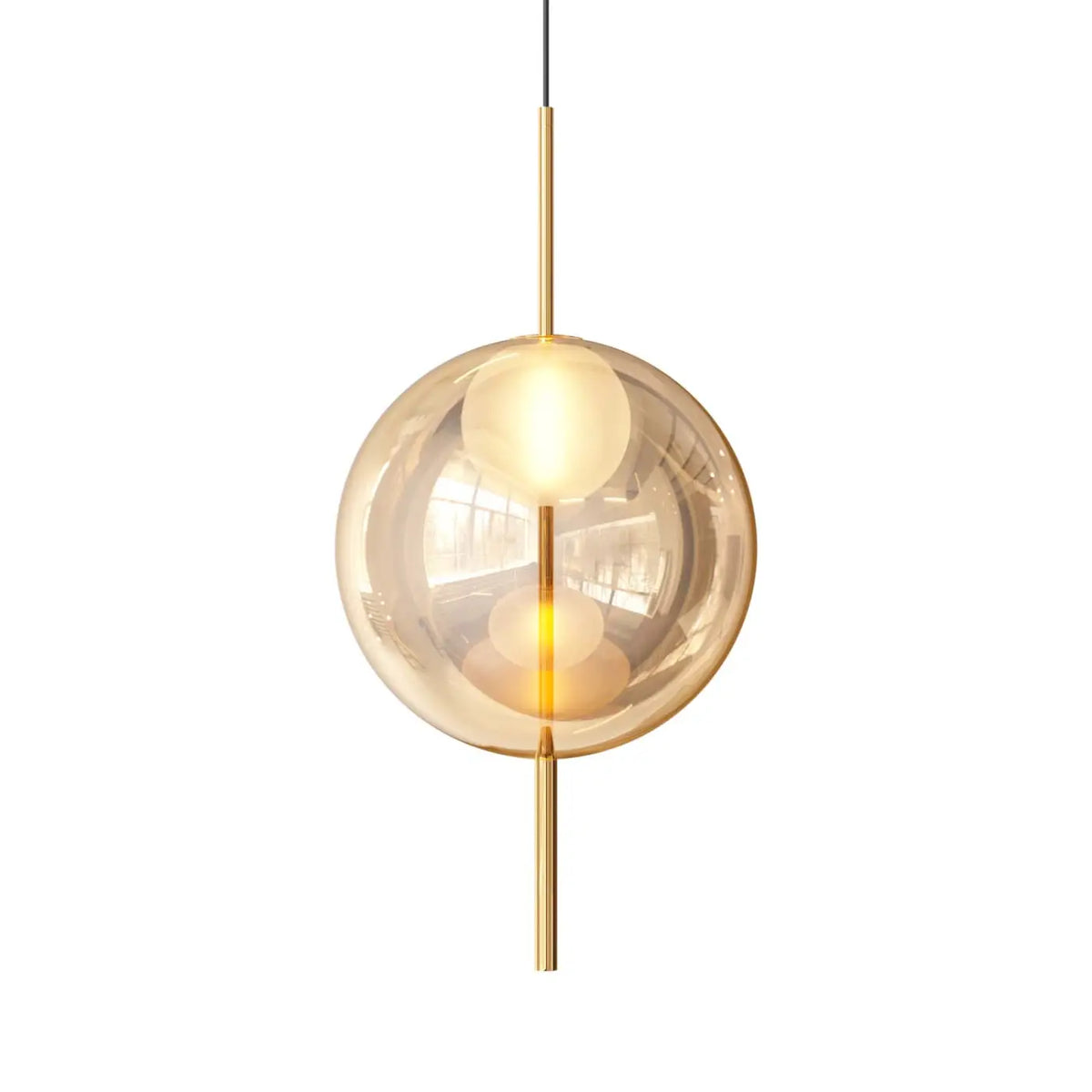 Lampe suspendue sphère de verre 45 cm, six modèles, LED 5 W, doré
