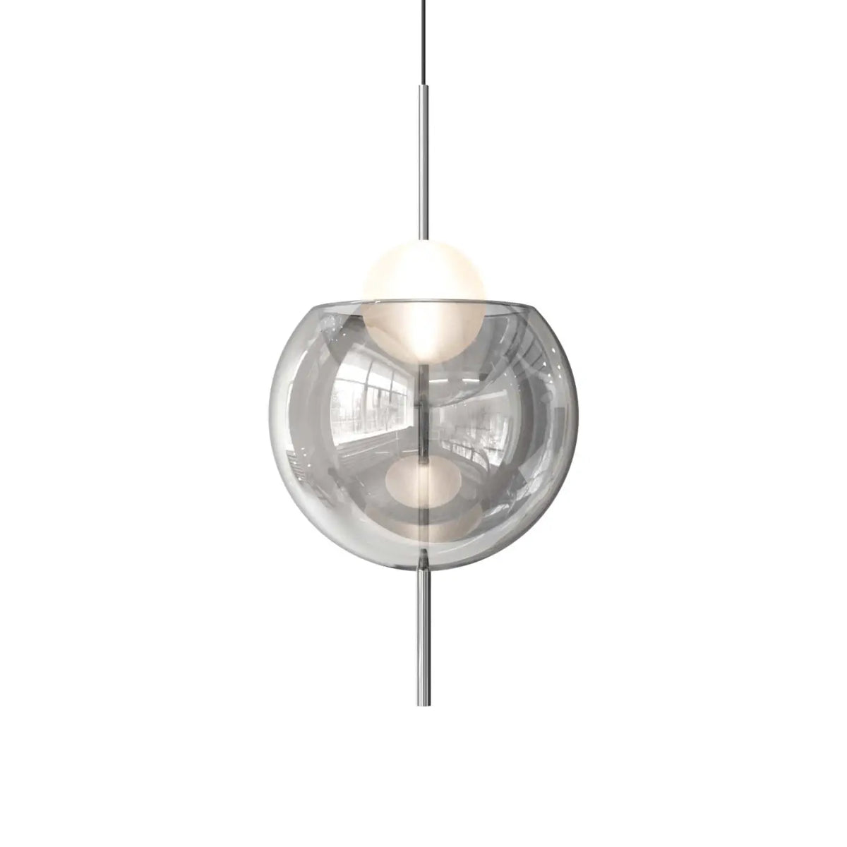 Lampe suspendue sphère de verre 45 cm, six modèles, LED 5 W, argenté