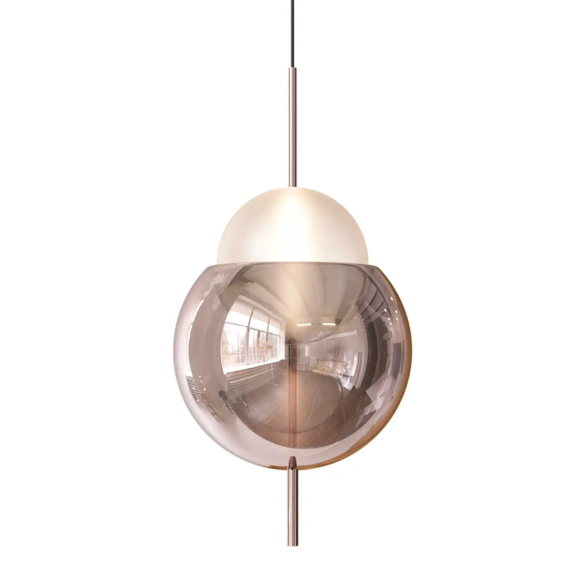 Lampe suspendue sphère de verre 45 cm, six modèles, LED 5 W, rose