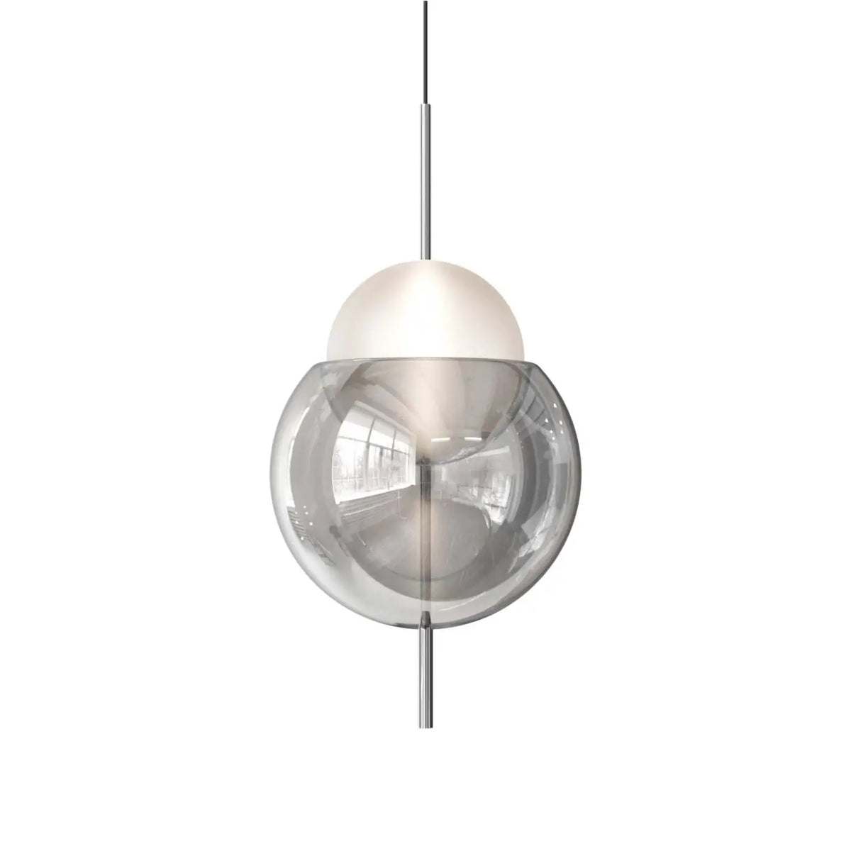 Lampe suspendue sphère de verre 45 cm, six modèles, LED 5 W, argenté