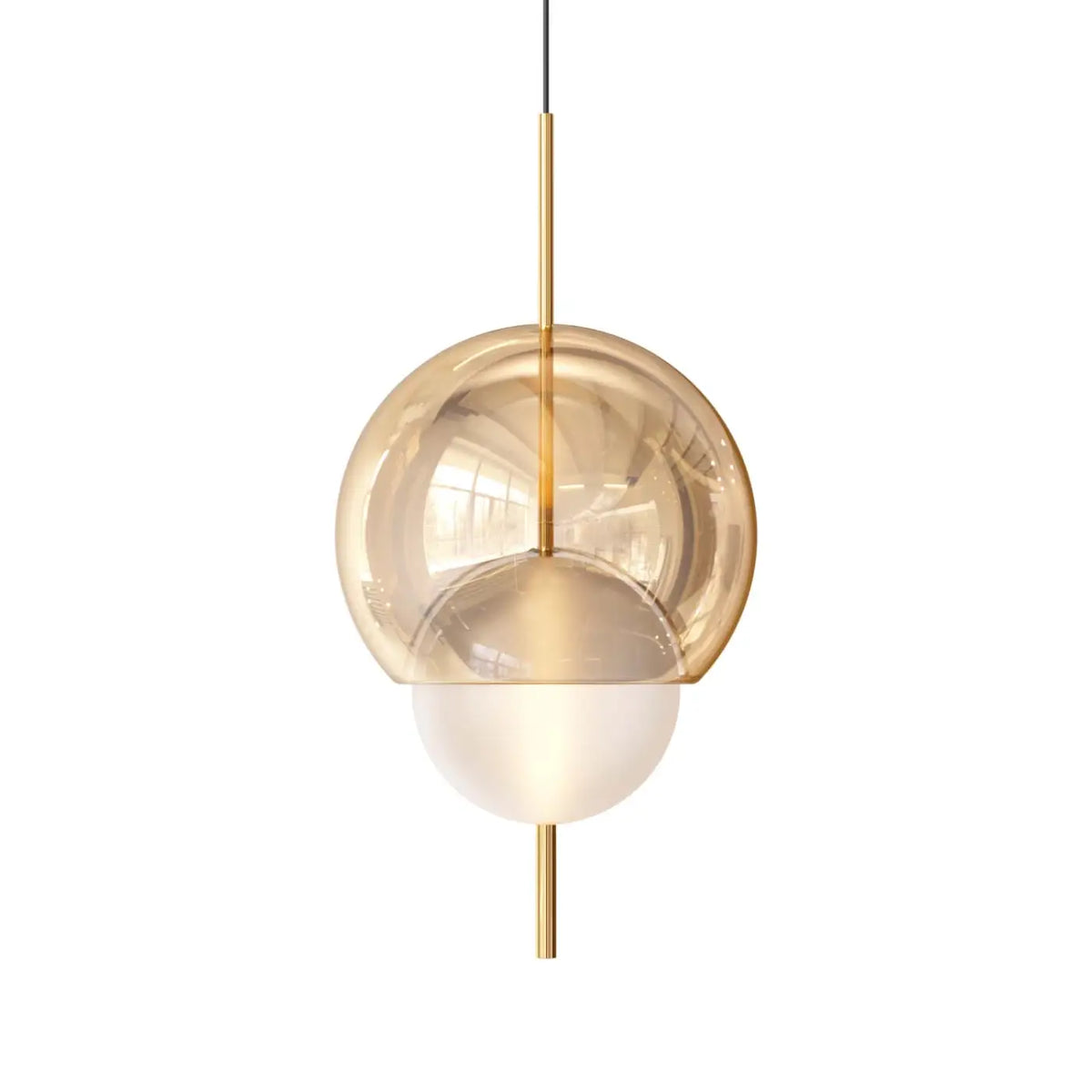 Lampe suspendue sphère de verre 45 cm, six modèles, LED 5 W, doré
