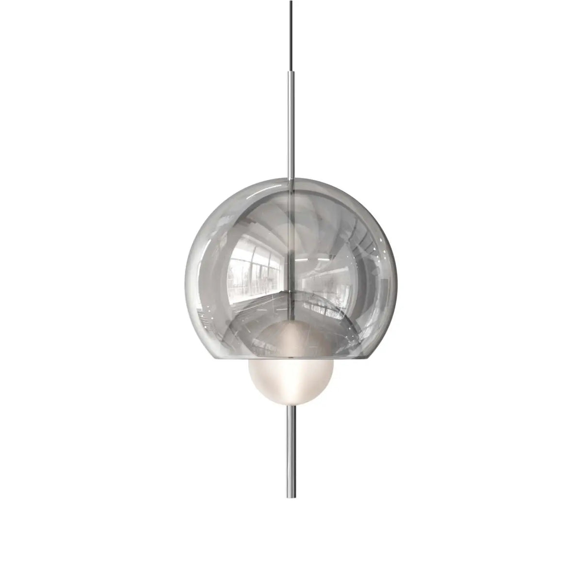 Lampe suspendue sphère de verre 45 cm, six modèles, LED 5 W, argenté