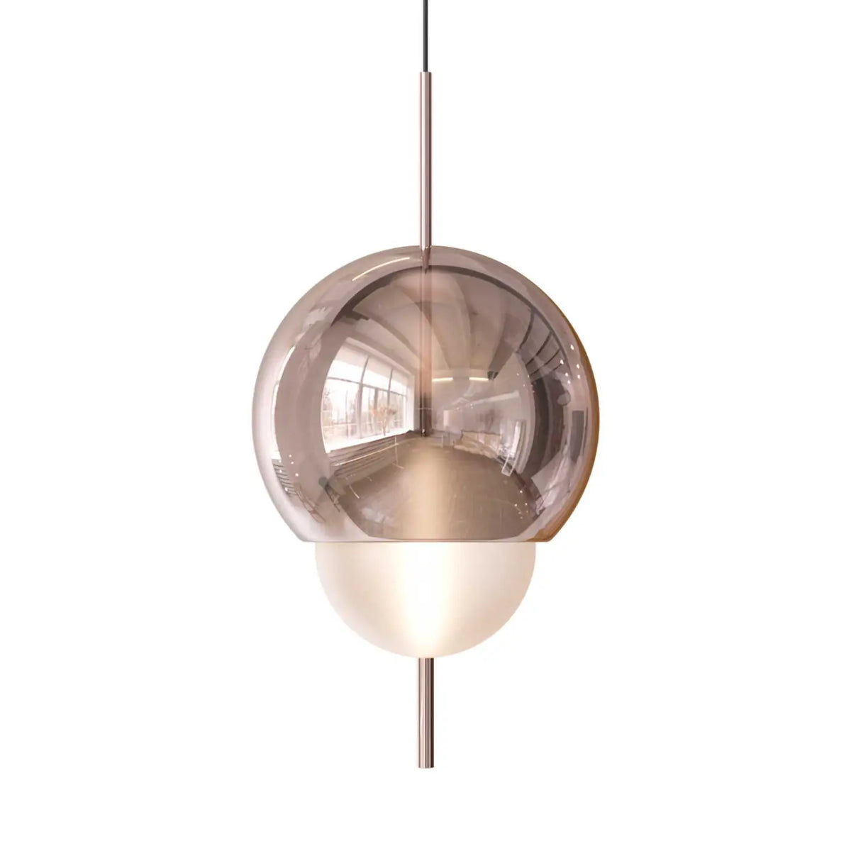 Lampe suspendue sphère de verre 45 cm, six modèles, LED 5 W, rose
